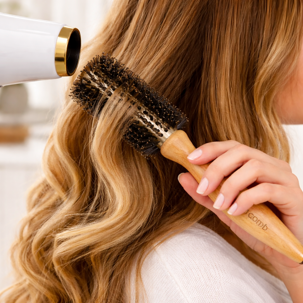 Wooden Round Hair Brush - Grace Wooden Round Hair Brush