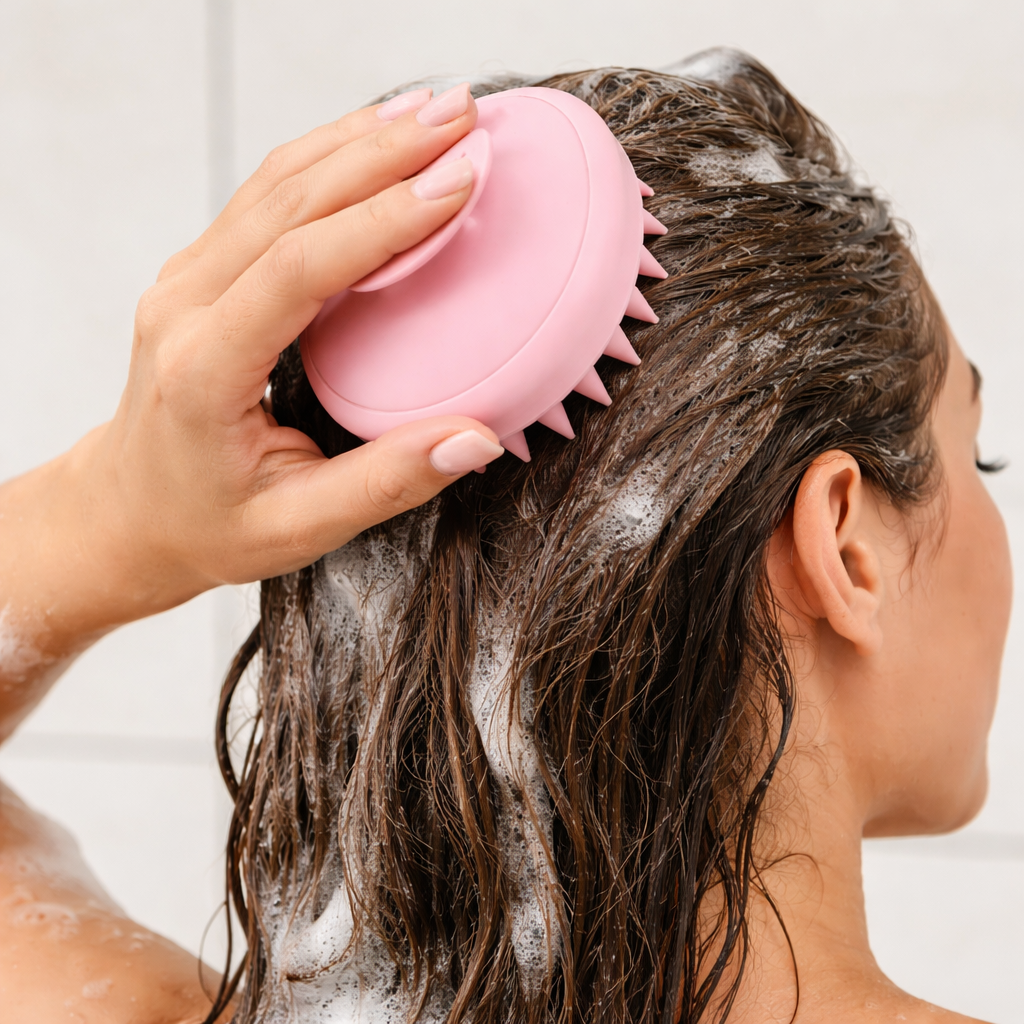 Silicone Scalp Massage Brush – Pink - Grace Silicone Scalp Massage Brush – Pink