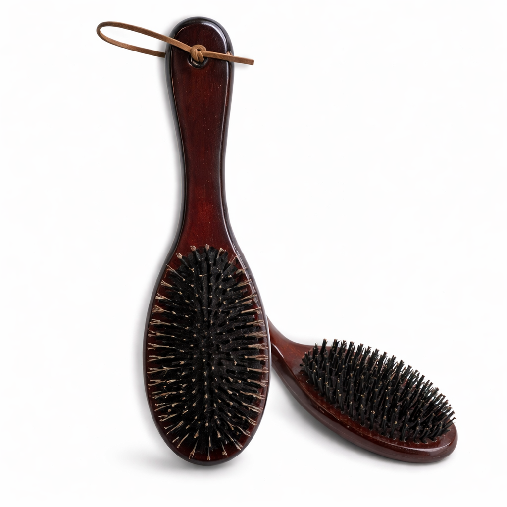 Wooden Oval Hair Brush – Natural Bristles - Grace Wooden Oval Hair Brush – Natural Bristles