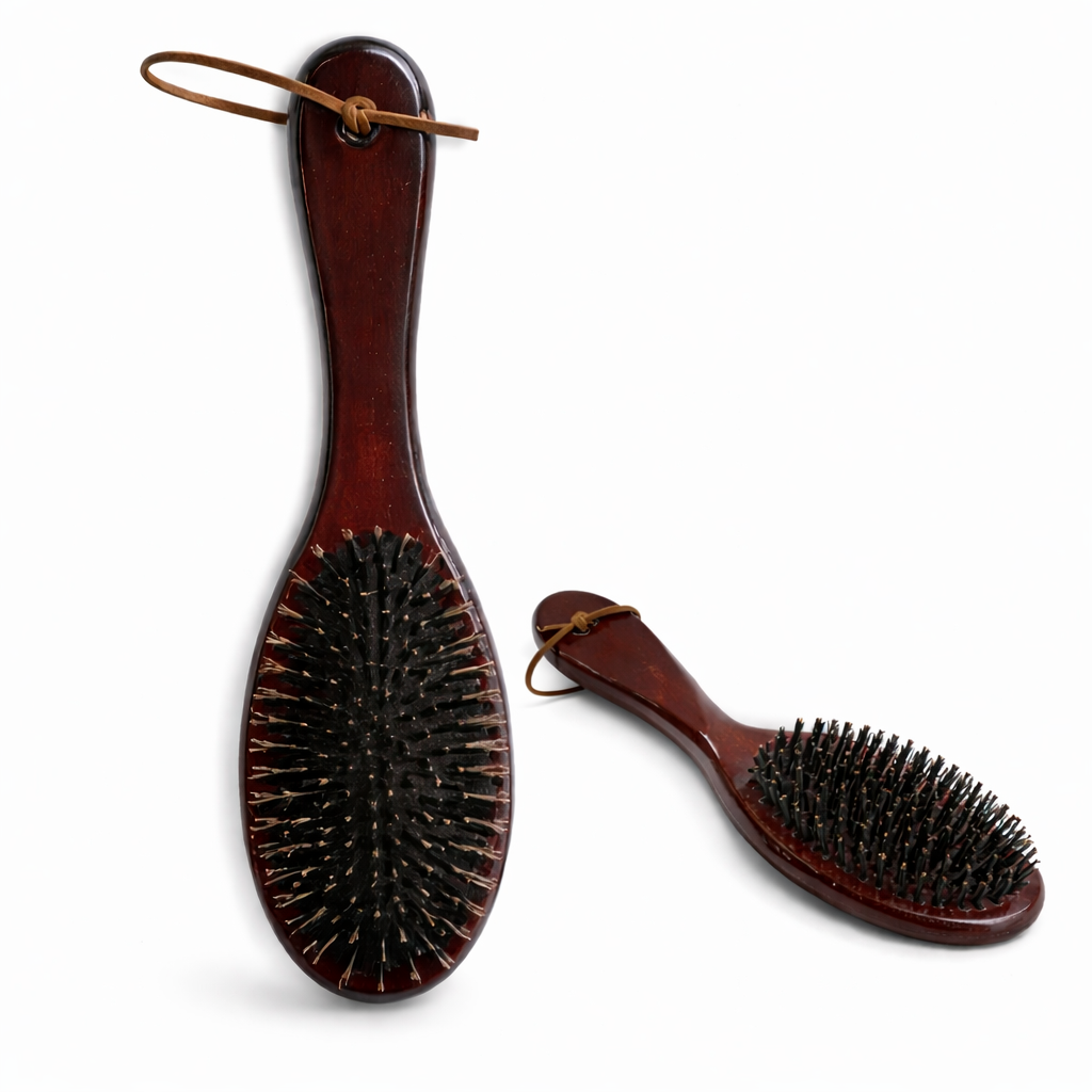 Wooden Oval Hair Brush – Natural Bristles - Grace Wooden Oval Hair Brush – Natural Bristles
