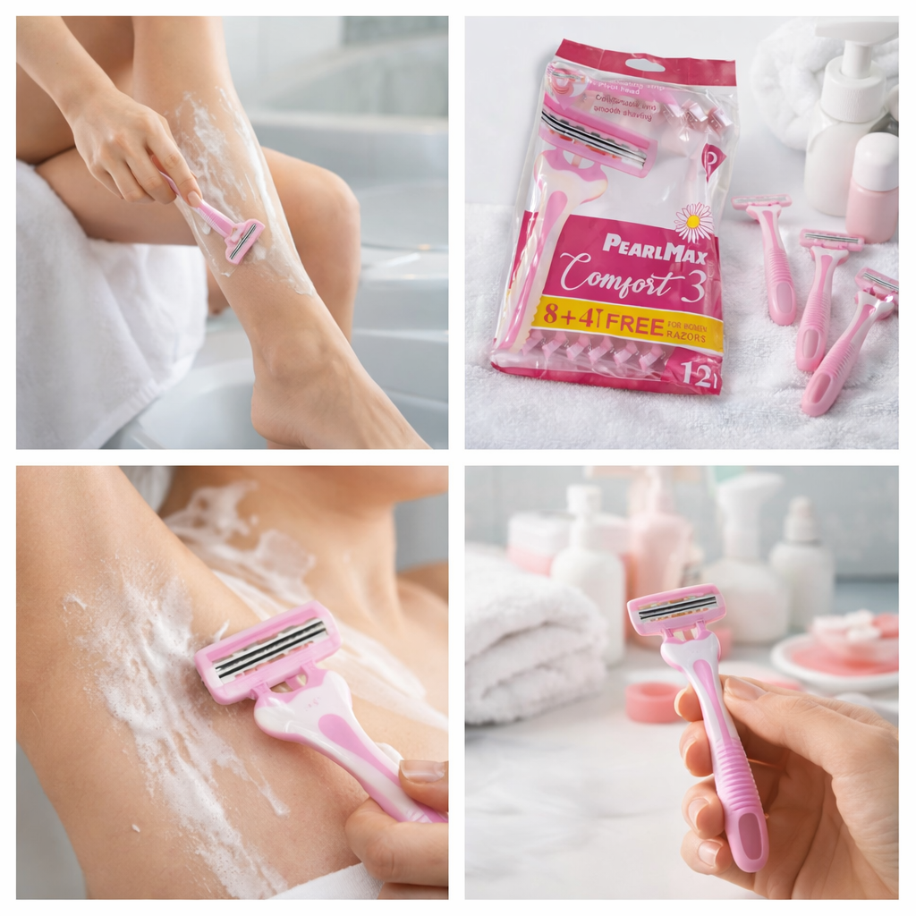 Disposable Razors - Grace PearlMax Comfort 3 Women’s Disposable Razors – 12 Pieces (8 + 4 Free)